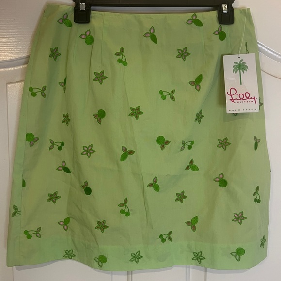 Lilly Pulitzer Dresses & Skirts - Vtg Lilly Pulitzer Skirt Embroidered Pistachio & Pink Underlay Women Size 8P NWT